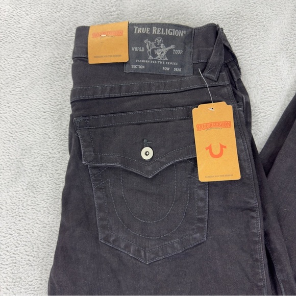 True Religion Ricky Relaxed Straight Men's Black Denim Jeans 34x33 - Picture 6 of 10